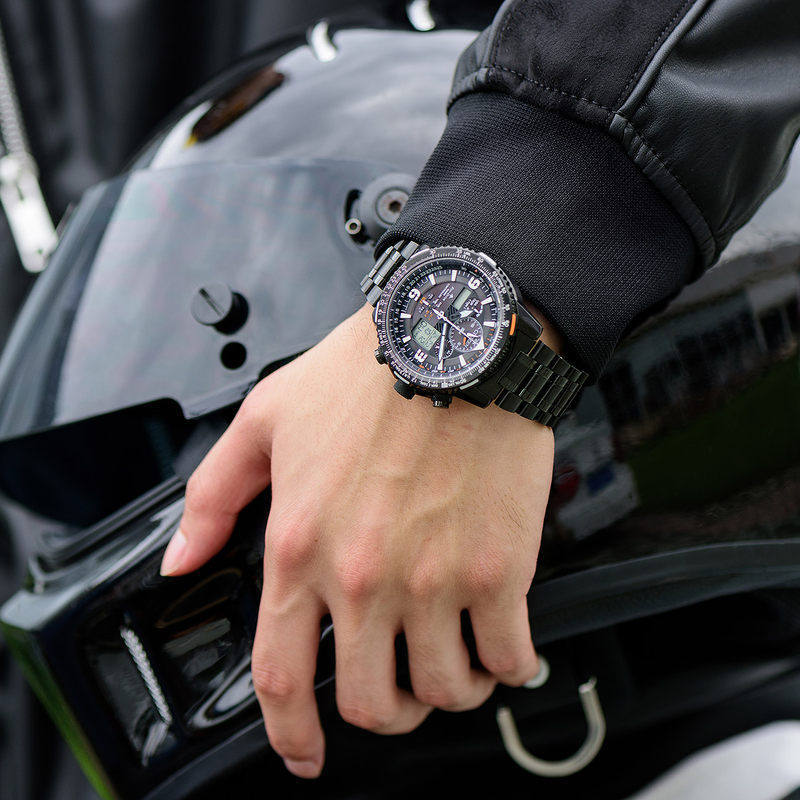 E9081 Citizen Radio Wave Luminous Sky Hawk Blue Angels Eco-Drive Water Resistant Men's Watch Made in Japan