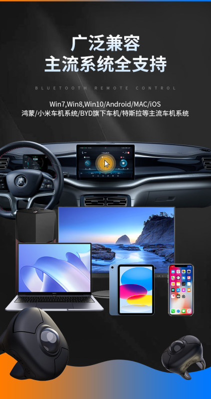 E9104 Ring-style Bluetooth Wireless Mouse Trackball, Universal for Tablets, Phones, Motorcycles and Computers