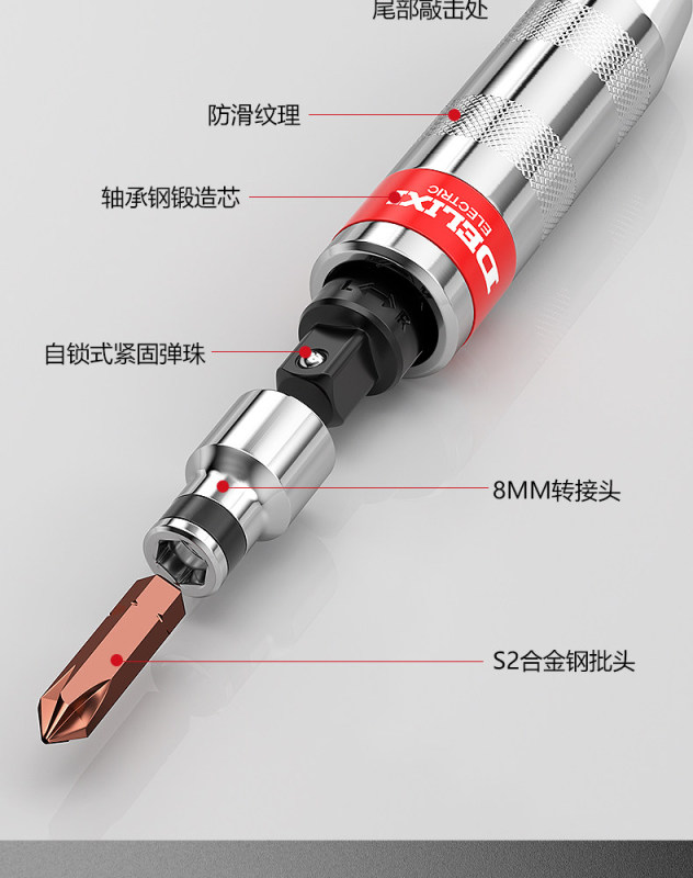 A0011 Delixi Electric High-strength Impact Screwdriver 34-piece Set