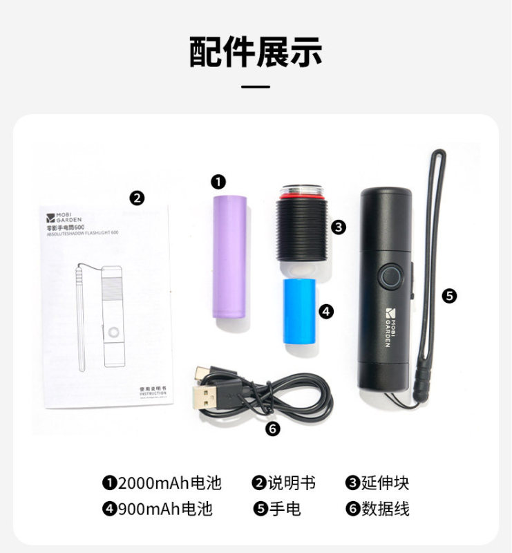 E9109 MOBI GARDEN Mini Rechargeable LED Flashlight - Outdoor Waterproof Aluminum Alloy Rechargeable Light