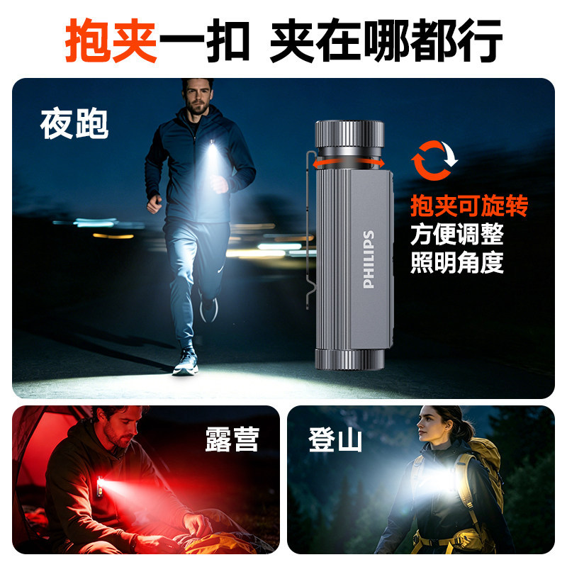 E9108 Philips Rechargeable LED Headlamp - Outdoor Waterproof Head-mounted Lighting Lamp