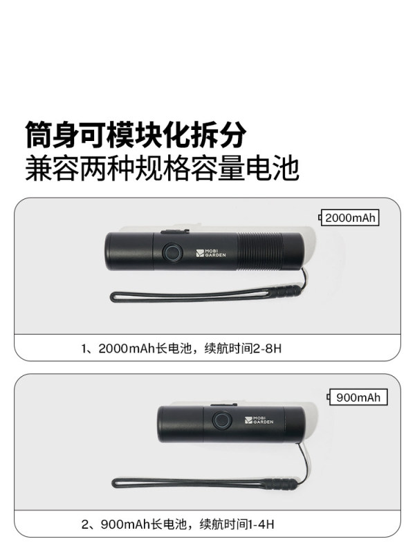 E9109 MOBI GARDEN Mini Rechargeable LED Flashlight - Outdoor Waterproof Aluminum Alloy Rechargeable Light