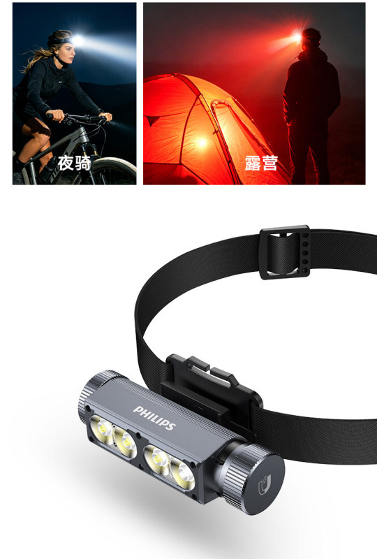 E9108 Philips Rechargeable LED Headlamp - Outdoor Waterproof Head-mounted Lighting Lamp