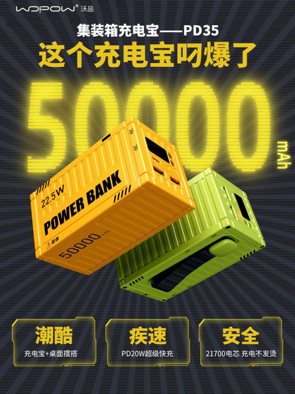 E9115 Container-Shaped Creative High-Capacity Fast Charging Power Bank, 20000mAh