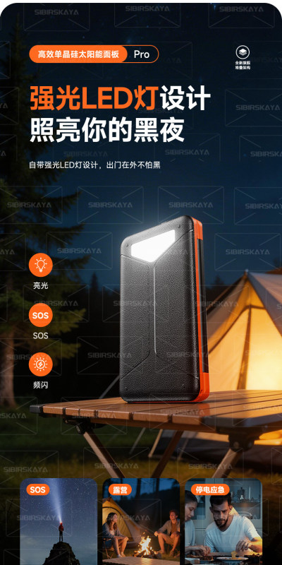 E9117 Outdoor Multi-Purpose Foldable Solar Power Bank, 20000mAh