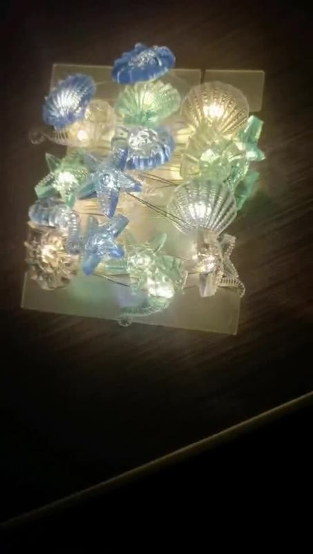 Ocean-themed LED string lights, stars, seashells, conch shells, turtles, and other decorative lights, waterproof for outdoor use in courtyards and gardens.
