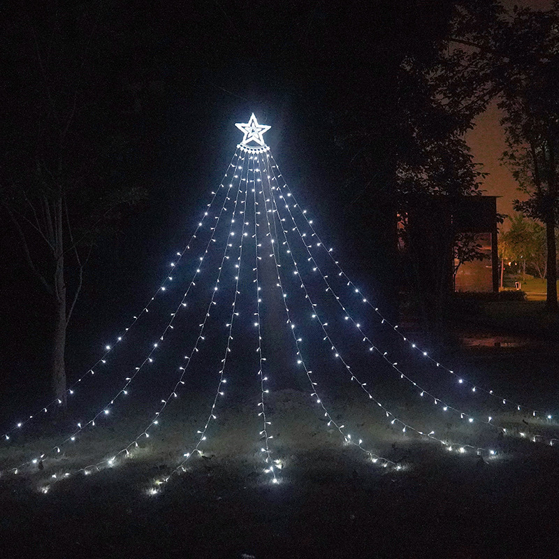 LED five-pointed star light with 9 trailing meteor waterfall light, outdoor courtyard holiday Christmas decoration light