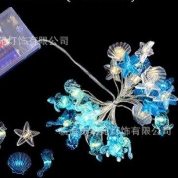 Ocean-themed LED string lights, stars, seashells, conch shells, turtles, and other decorative lights, waterproof for outdoor use in courtyards and gardens.
