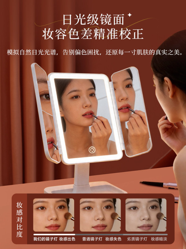 L0030 Multi-functional Portable LED Lighted Makeup Mirror