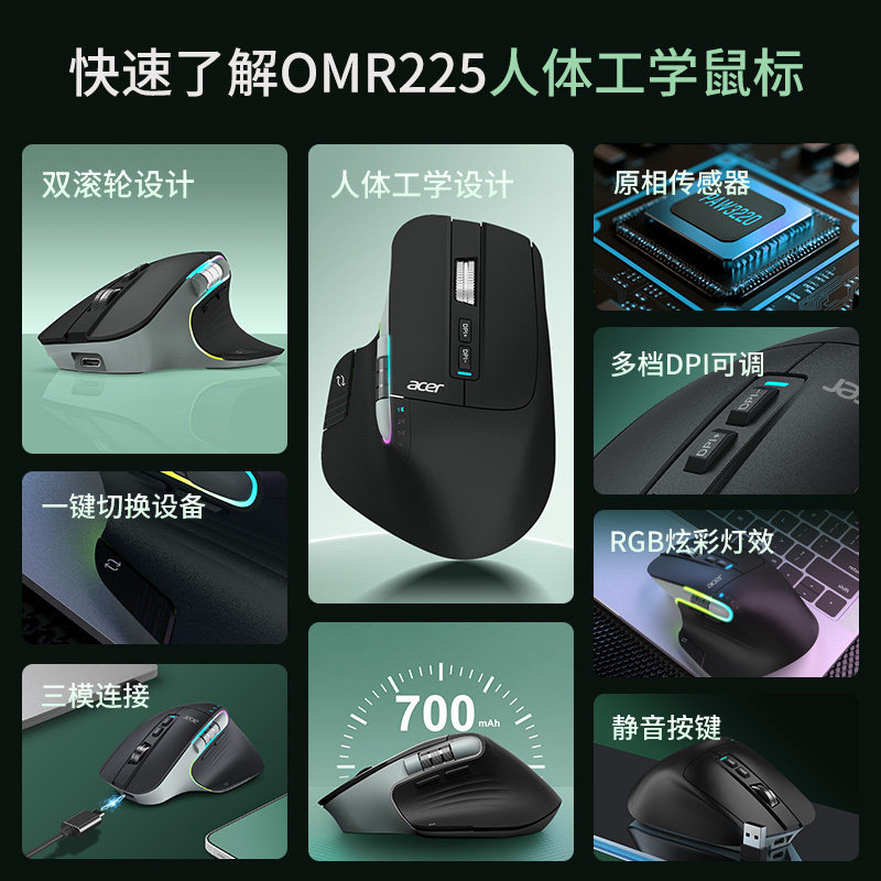 E9122 Acer Tri-mode Wireless Bluetooth Mouse