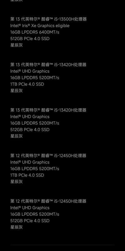 E9127 Xiaomi RedmiBook 16 Laptop, Intel i5-13420H, 16GB RAM + 512GB Storage, China Version