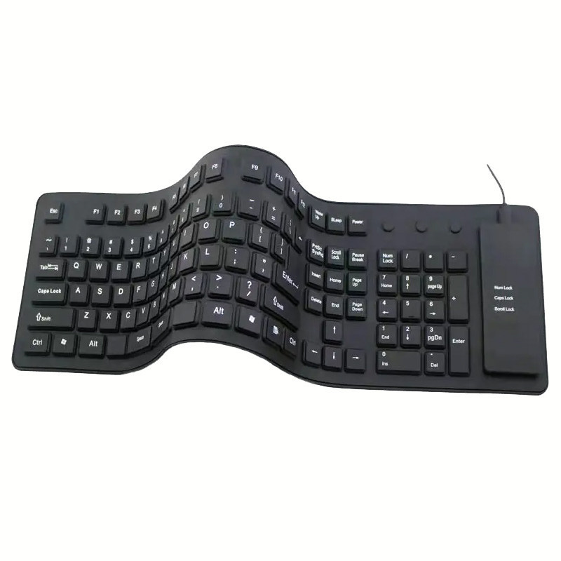 E9124 Marine-grade Portable Foldable Silicone Waterproof Soft Keyboard with USB Wired Connection