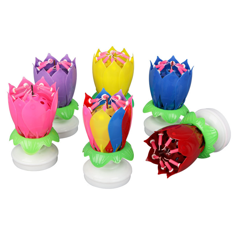Factory direct sales of musical candles, birthday candles, double-layer rotating lotus candles, birthday cake candles wholesale.