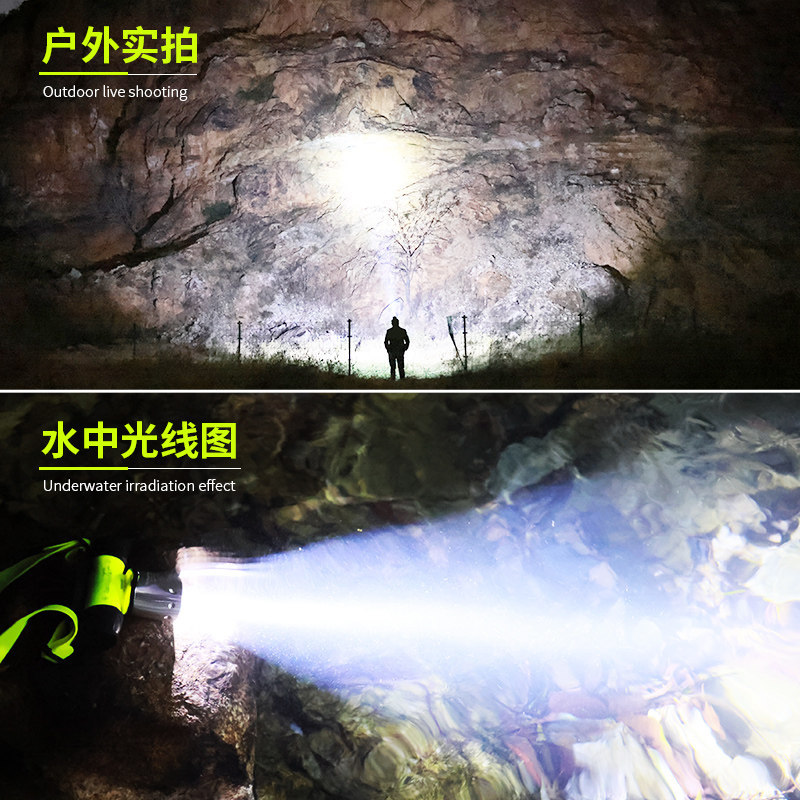 E9129 Professional Diving Headlamp, Dual-Battery, Yellow & White Dual Light, 100m Waterproof  HN-QT10
