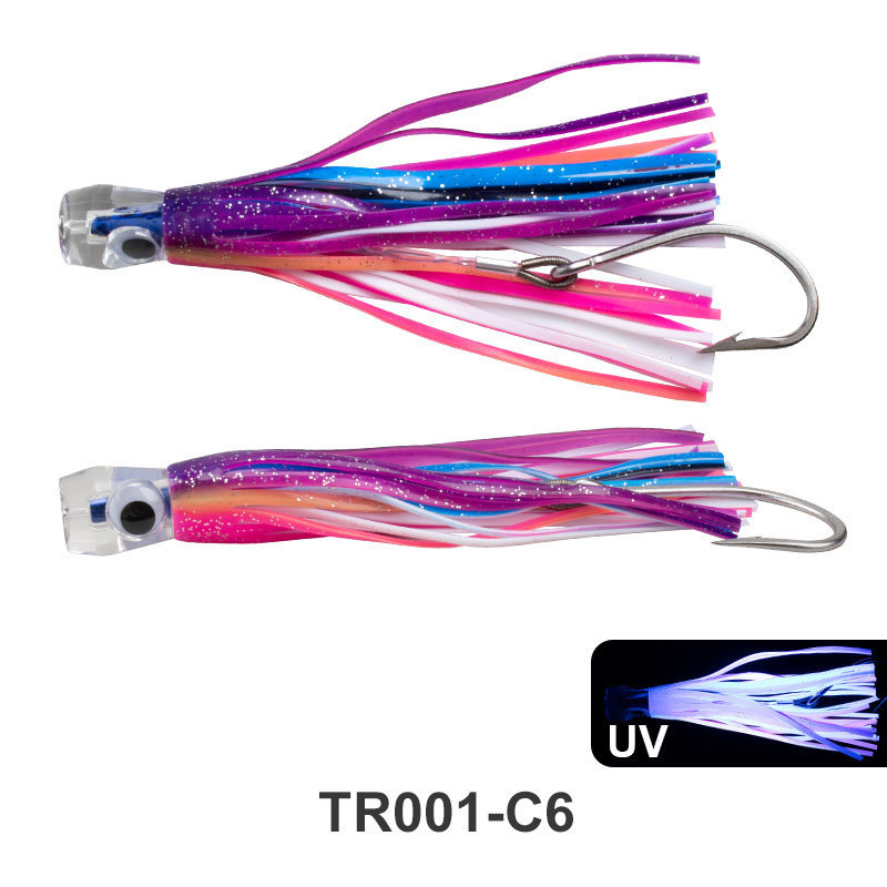 S3038 Acrylic Head Octopus Trolling Lure for Saltwater Boat Fishing 50g  6.5"    1 PCS