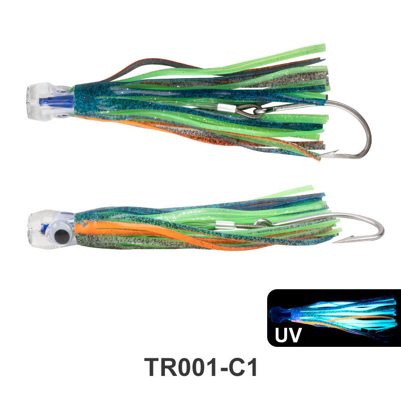 S3038 Acrylic Head Octopus Trolling Lure for Saltwater Boat Fishing 50g  6.5"    1 PCS