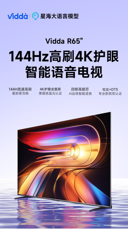 E9134 Hisense Vidda R65 65-Inch 144Hz High Refresh Rate LCD Television (China Version)