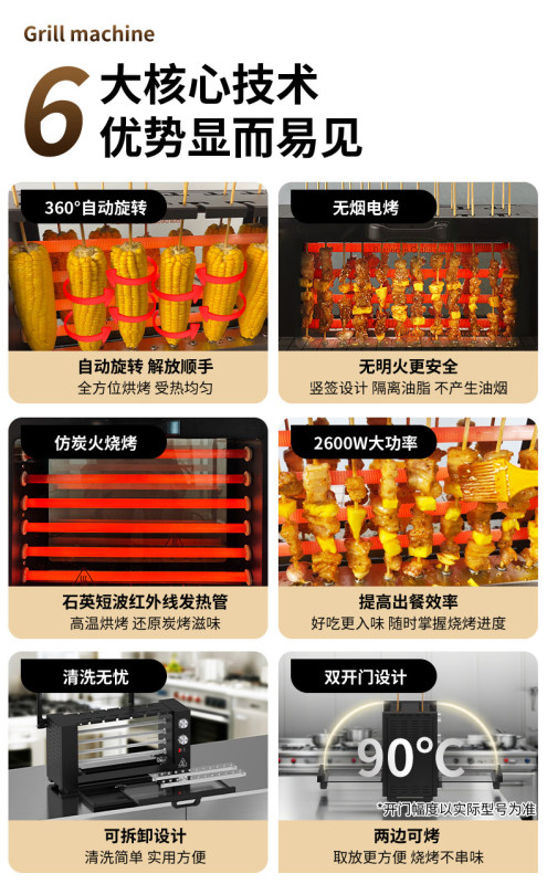 H0064 Smokeless Automatic Rotating Electric Rotisserie