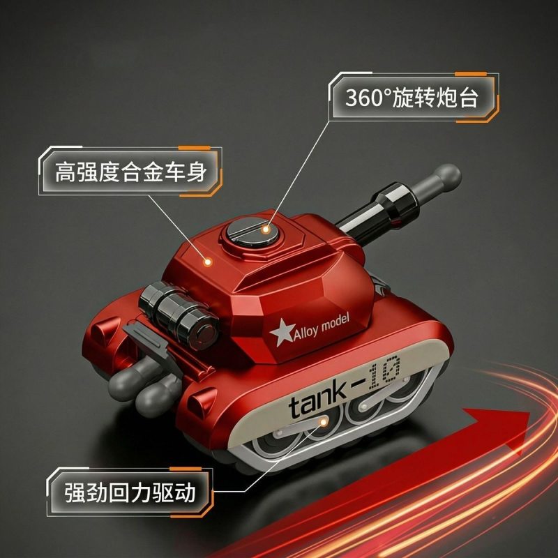 T0090 Realistic Alloy Mini Tank Fidget Toy Set, Stress Relief Desk Ornament & Shootable Tank Model