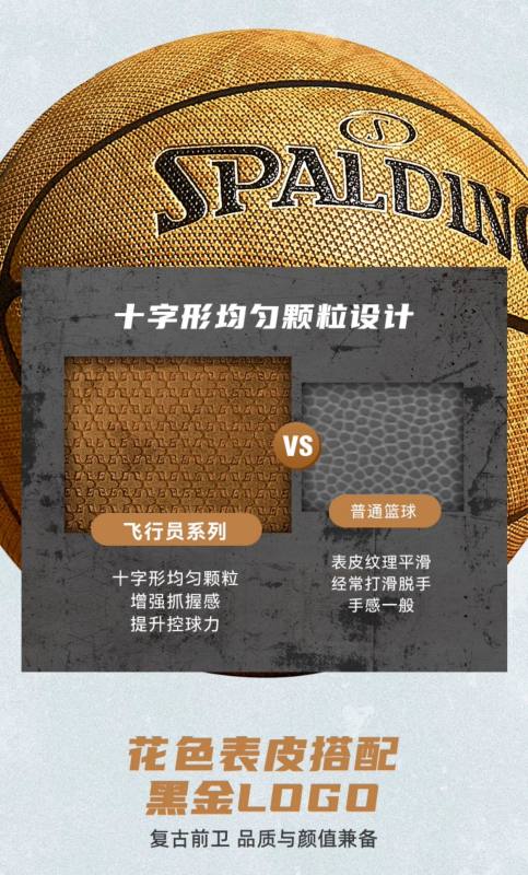 S3043 Spalding Official Size 7 PU Moisture-Absorbent Pro Basketball Set  for Indoor/Outdoor