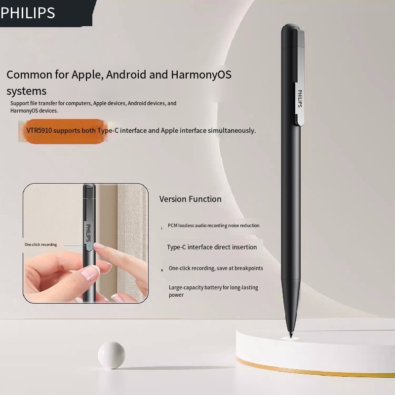 E9147 Philips Voice Recorder Set [HD Audio] + Universal Transfer to iOS/Android/HarmonyOS Phones & Computers