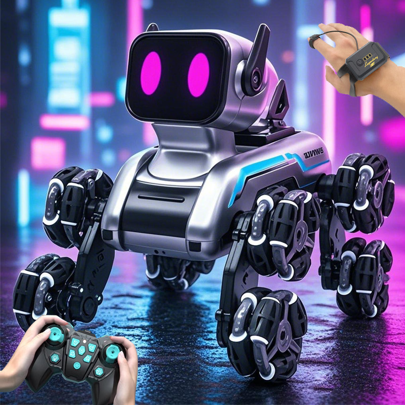 T0093 Smart RC Robot Dog Toy for Kids - Gesture Control, Transformable 8-Wheel Stunt Mechanical Dog with Remote Control