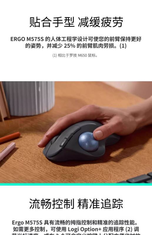 E9157 Logitech M575s Ergo Wireless Trackball Mouse with Bluetooth