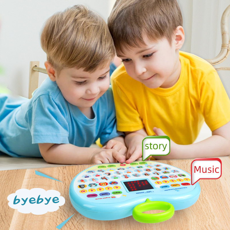 T0095 Kids LED Educational Tablet Toy, Apple Style Early Learning Machine with Large-Capacity Point-Reading Story Function