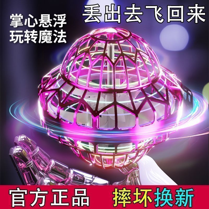 T0097 Smart Sensing UFO Flying Ball Toy, Crash-Resistant Glowing Boomerang Spinner for Kids & Adults