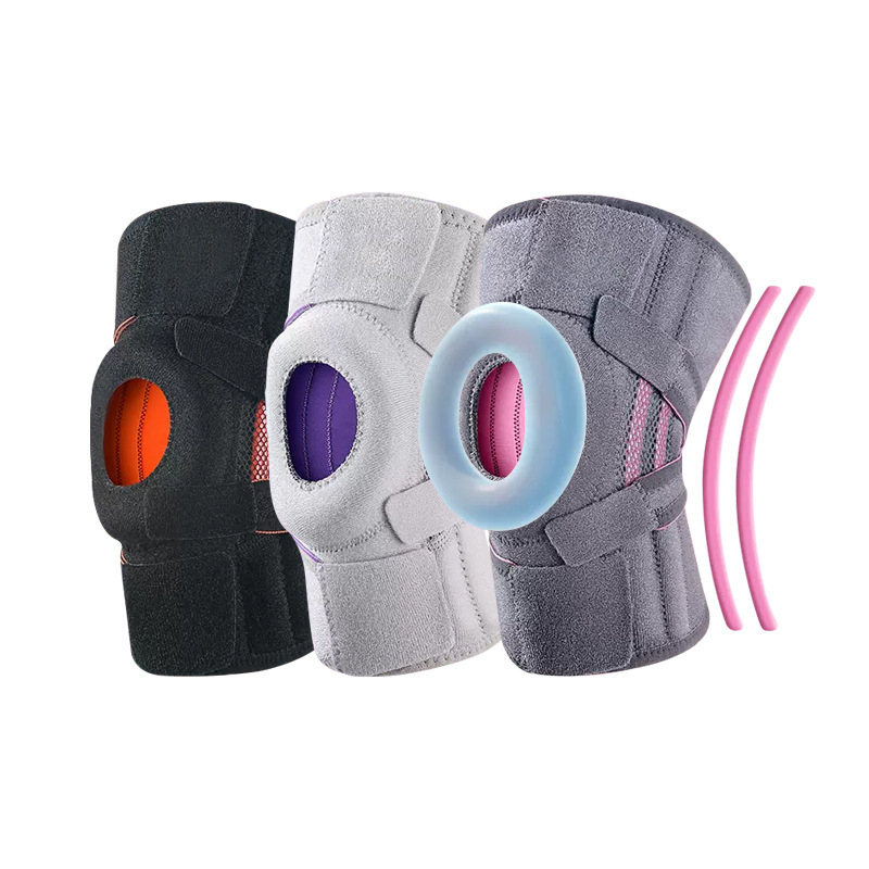 P7020 Upgraded Open Knee Brace for Jump Rope, Silicone Anti-Slip Sports Knee Pad with Shock Absorption, Patella Stabilizer & Support Straps