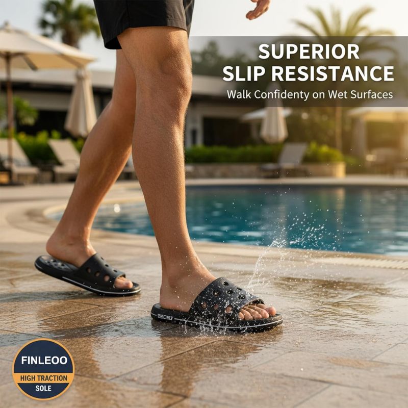 Shower Shoes for Women Men, Quick Drying Shower Sandals with Drain Holes