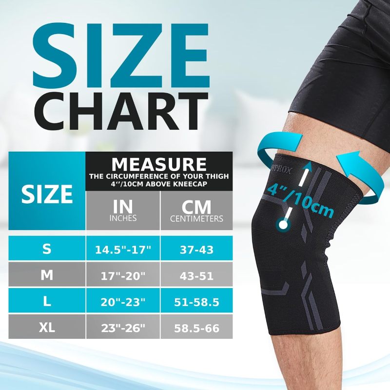 Bodyprox Knee Compression Sleeve for Men and Women (2 Pack), Knee Support Brace for Running and Work out (Medium)