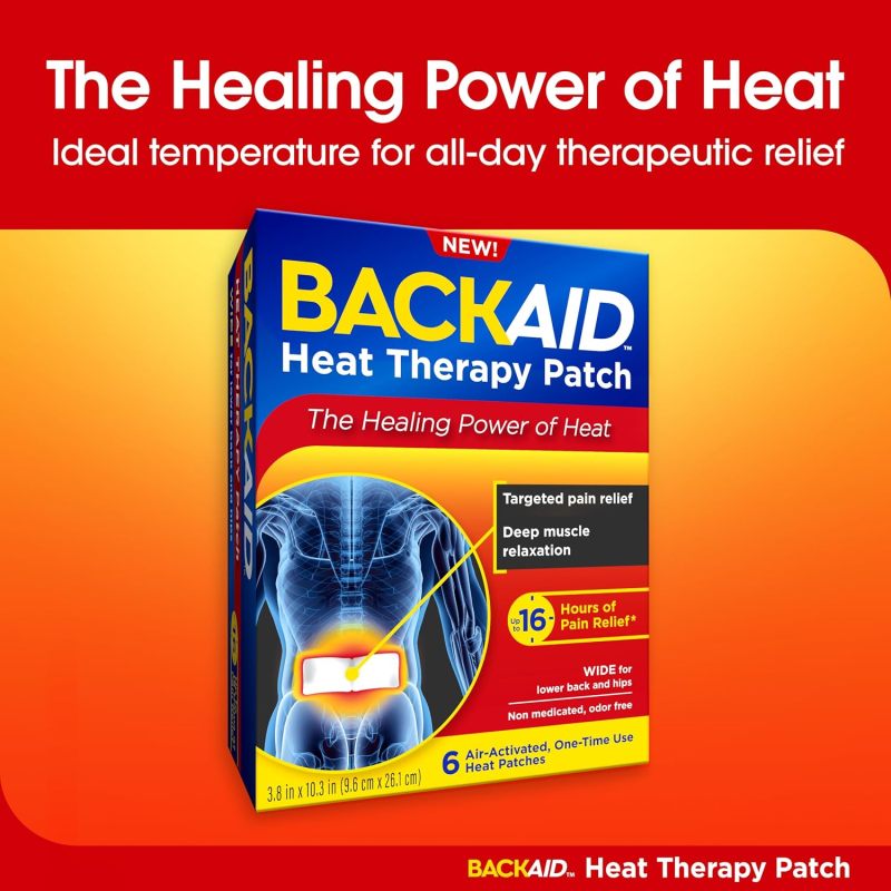 Backaid Heat Therapy Patch, Air-Activated Therapeutic Heat, Wide, 6 Count