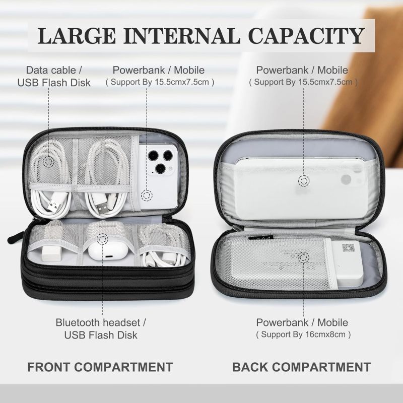 FYY Electronic Organizer, Travel Tech Pouch Bag, Cable Organizer Black