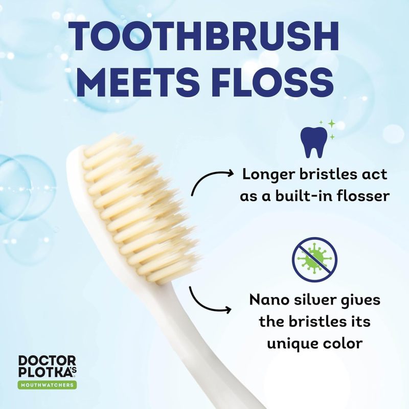 MOUTHWATCHERS Soft Flossing Manual Toothbrush, Adults, Pack of 2, Assorted