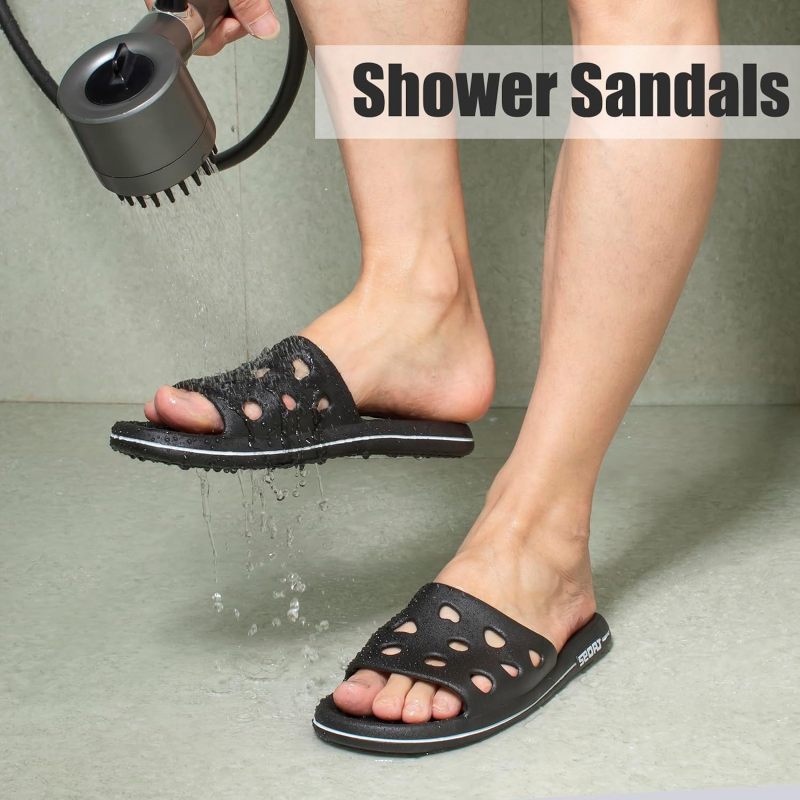 Shower Shoes for Women Men, Quick Drying Shower Sandals with Drain Holes
