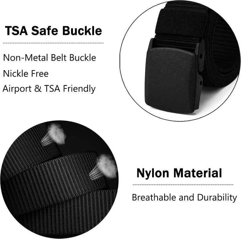 Mile High Life | Nylon Web Belt | Outdoor Military Belt | TSA Safe Buckle Plastic/Metal
