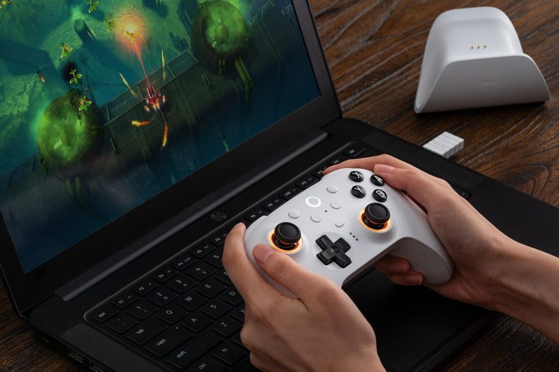 8Bitdo Ultimate 2 Bluetooth Controller for Switch & Windows PC, Switch Pro Controller with TMR Joysticks, Switchable Hall Effect/Tactile Triggers, Vibration and Motion Control, RGB Fire Ring, White
