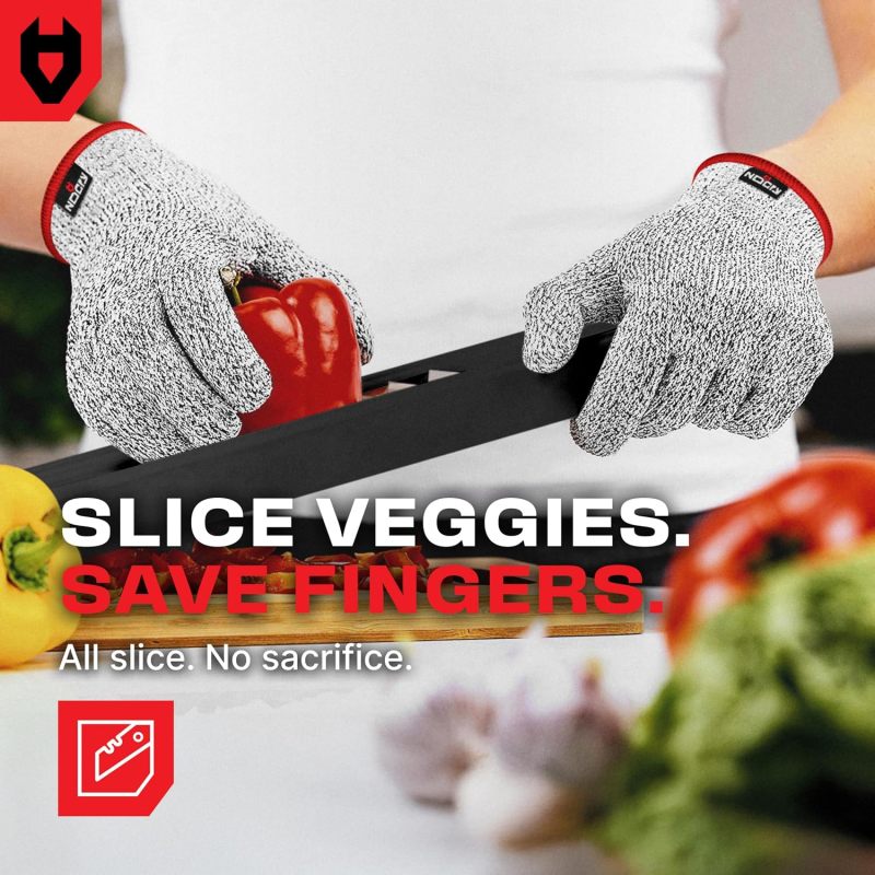 NoCry Premium Cut Resistant Gloves Food Grade — 100% Food Safe — Level 5 Meat Cutting Glove for Chefs & Butchers — Perfect Mandoline Glove or Oyster Shucking Gloves with Superior Comfort & Dexterity