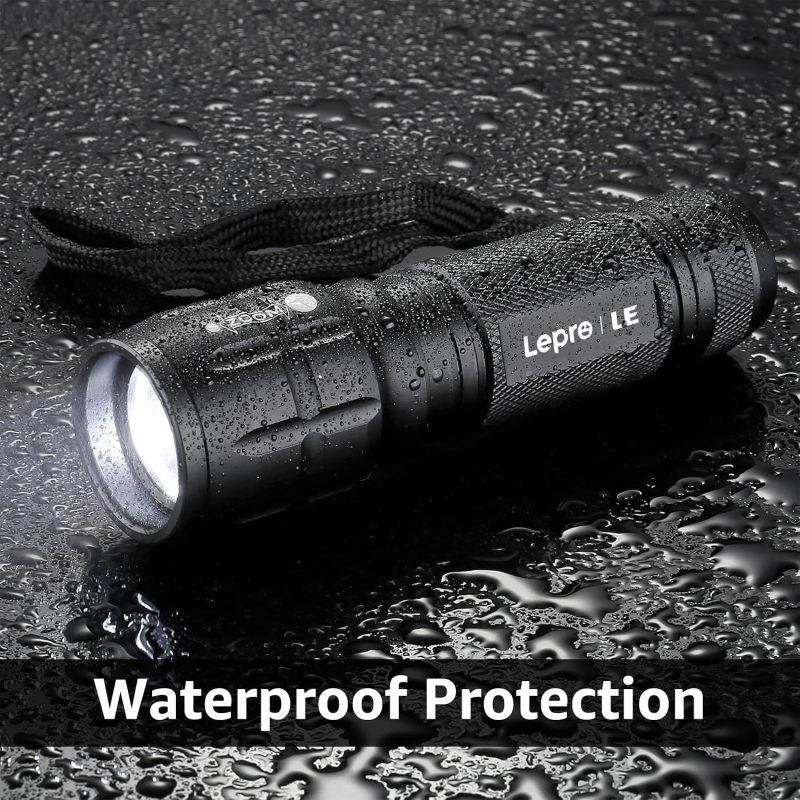Lepro LED White Light Flashlight, High Lumens Waterproof Adjustable Focus