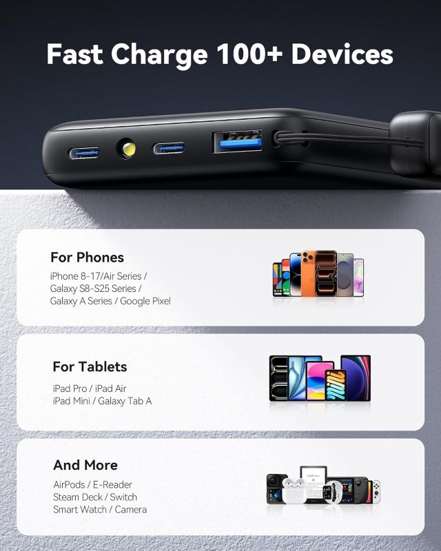 INIU 10000mAh 45W Fast Charging Portable Charger, Smaller Travel Power Bank