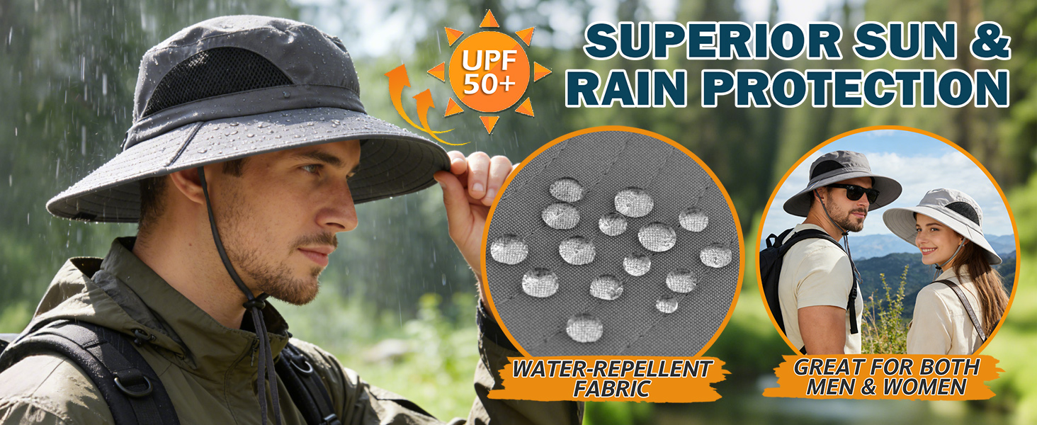 EINSKEY Water-Repellent Sun Hat (rain): UPF 50+, unisex design for men/women’s outdoor use.