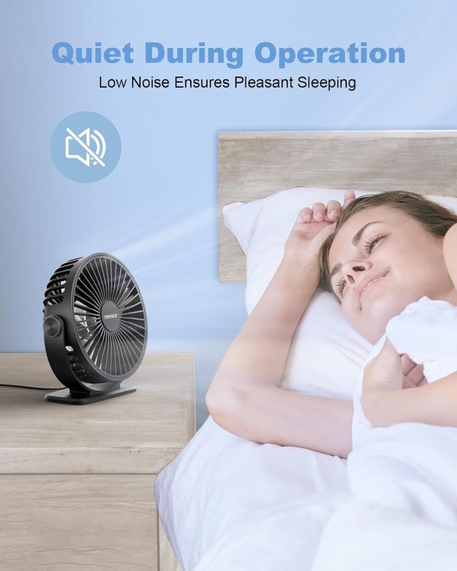 TriPole USB Desk Fan Small Portable, 360° Rotation Quiet Mini Personal Fan
