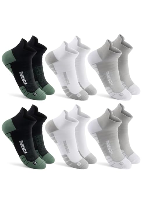 Ankle Compression Socks for Women and Men,Low Cut Compression Running Socks with Arch Support(6 P...