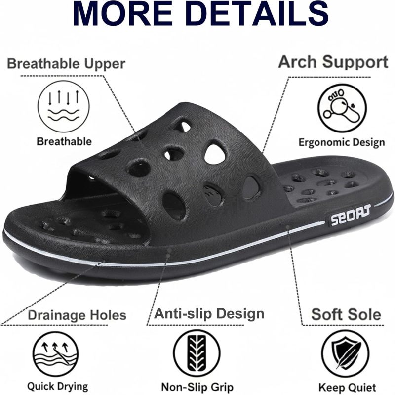 Shower Shoes for Women Men, Quick Drying Shower Sandals with Drain Holes