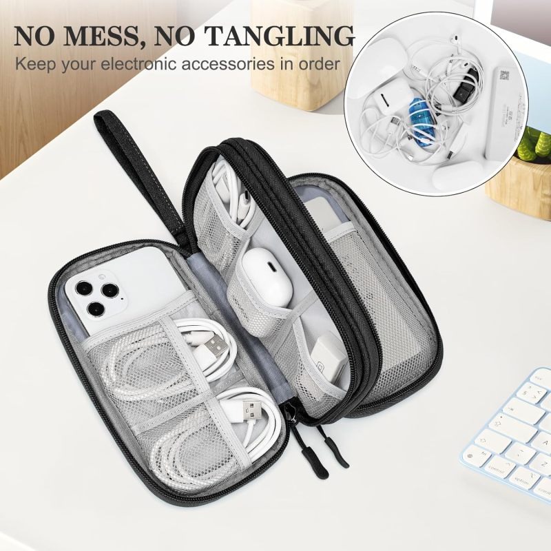 FYY Electronic Organizer, Travel Tech Pouch Bag, Cable Organizer Black