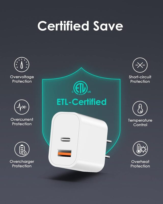 [4 Pack] 20W USB C Charger Block Fast Charging Multiport Adapter