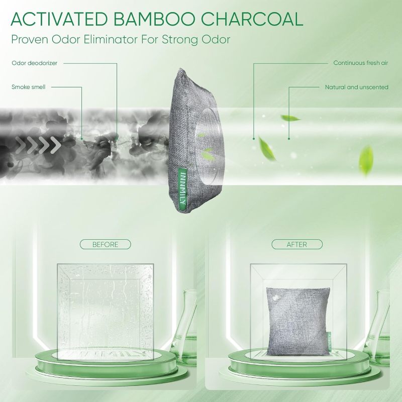 Activated Charcoal Odor Absorber, 6P Shoe Odor Eliminator for Strong Odor