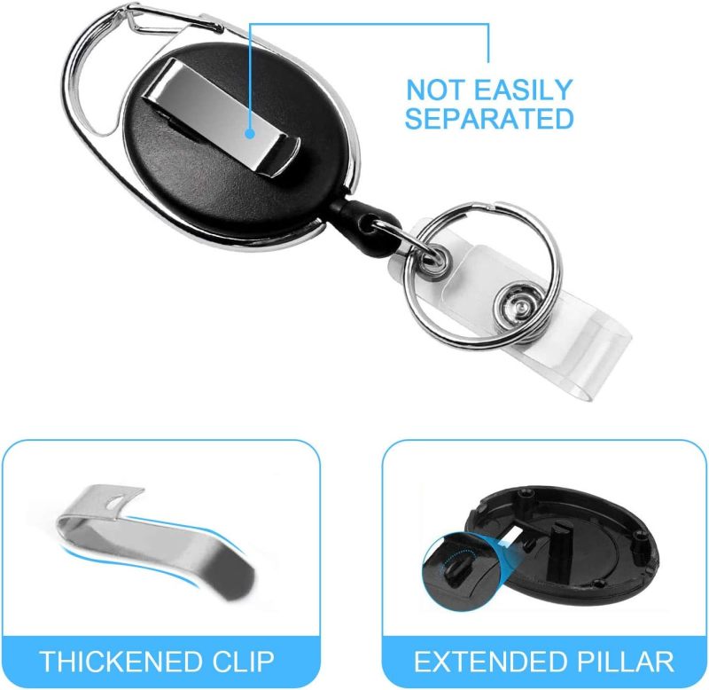 Teskyer 5 Pack Badge Reels Retractable with Carabiner Clip