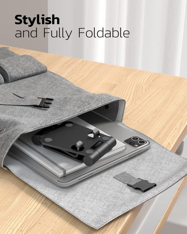 Nulaxy Full Aluminum Dual Folding Cell Phone Stand for Desk, Black